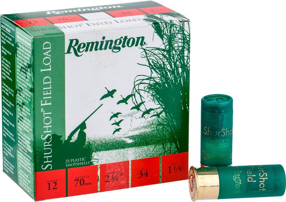 Патрон Remington Shurshot Field кал.12/70 дріб №4 (3,1 мм) наважка 34 грам/ 1 1/5 унції.